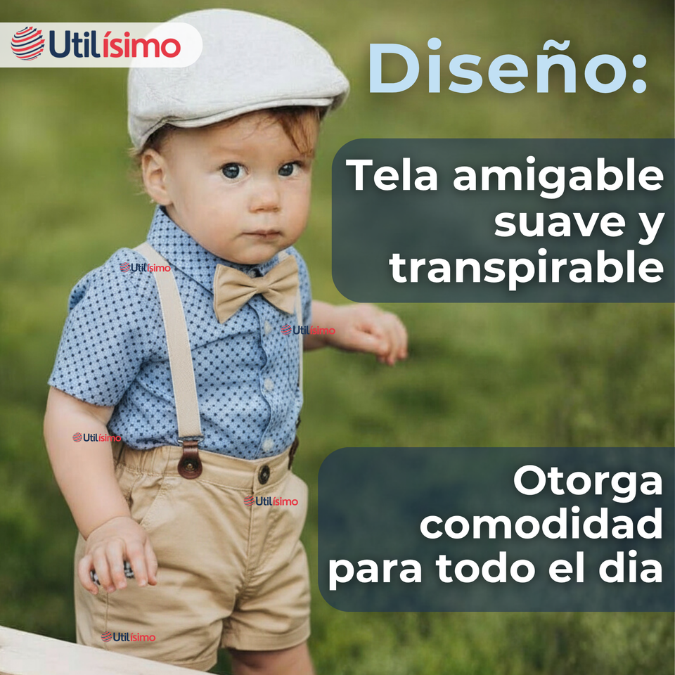 Conjunto de Vestir con Tirantes Camisa Pantalón Corto Algodón Niño
