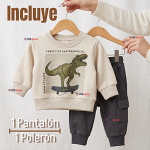 Conjunto Buzo Polerón 2 Piezas Bebé Niño Dino Street
