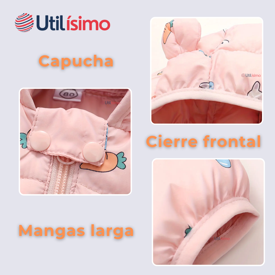 Parka Térmica Con Capucha Y Orejitas Estampado Conejito Niña