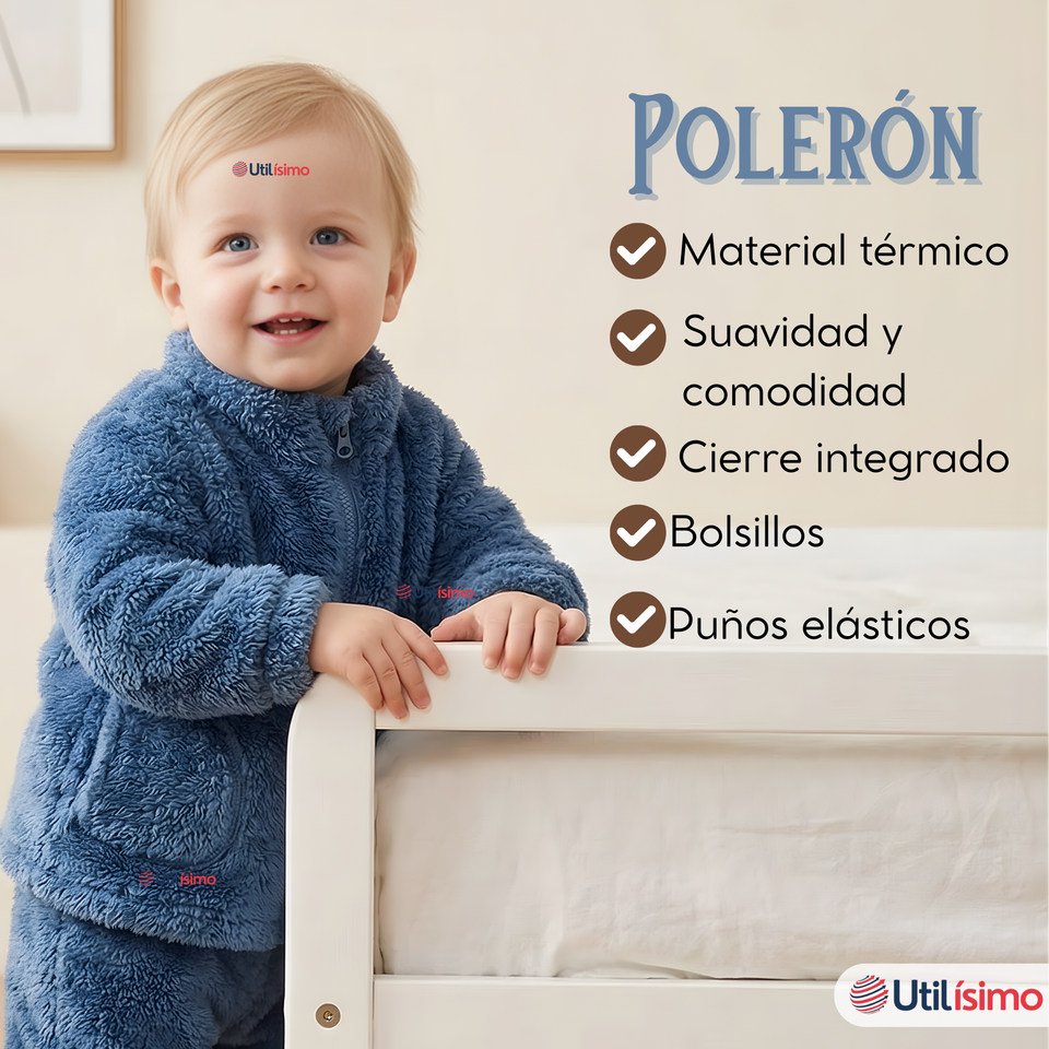Conjunto 2 Piezas Buzo Polerón Pantalón Bebe Niño Poliéster Blue