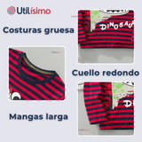 Polera Manga Larga Niño 100% Algodón Dinosaurio Rojo Camiseta