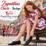 Zapatillas Chicle Negras Niña Bailes Danza Fiestas Patrias Talla 30-35