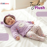 Conjunto 2 Piezas Buzo Pantalón Y Polerón Con Capucha Tela Plush Lila Bebé Niña