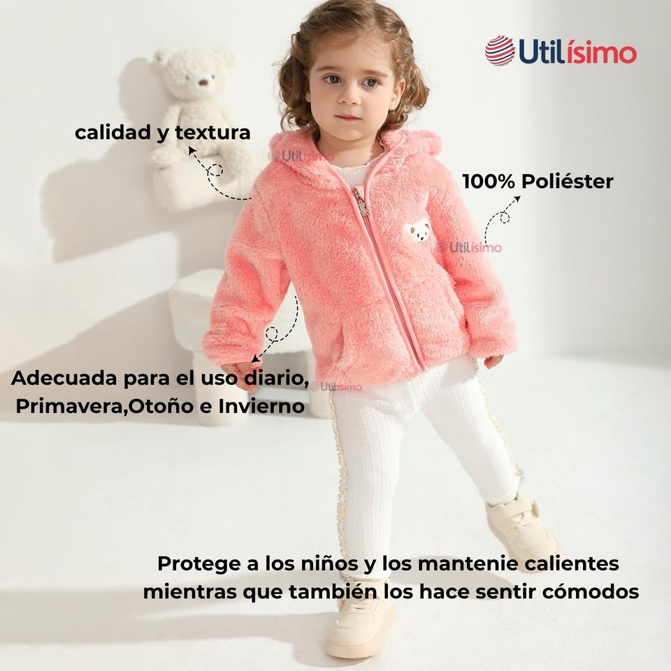 Chaqueta Polar con Capucha Niña Animalitos Rosada