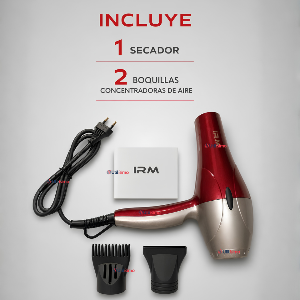Secador De Cabello Profesional 3500W IRM Alta Potencia 2 Boquillas