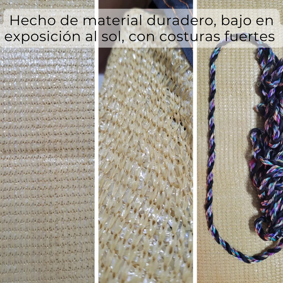 Malla Sombreadora Toldo Vela Rectangular 4x6m Hdpe Beige Protección UV