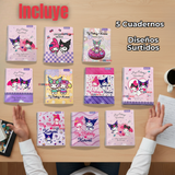Pack 5 Cuadernos Universitario My Melody & Kuromi Proarte 7mm 100 Hojas Diseños Surtidos