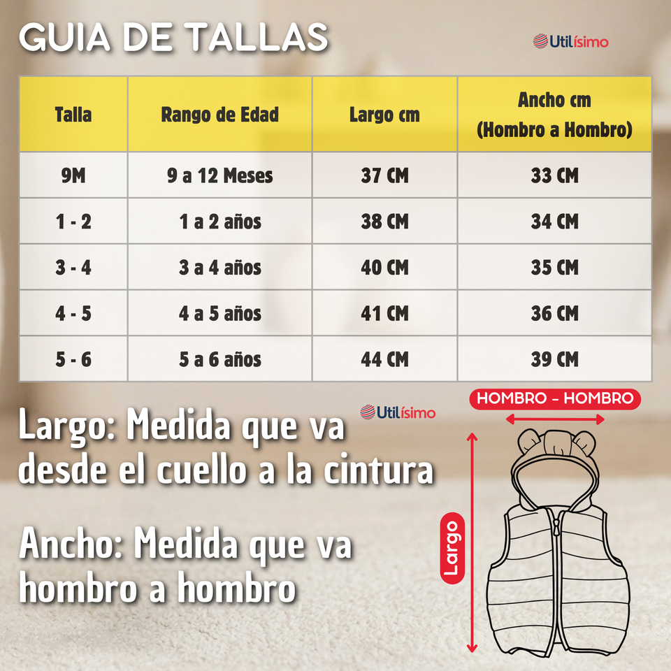Parka Infantil Con Capucha Sin Manga Bebe Niño