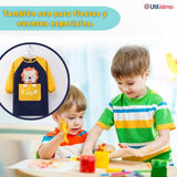 Pack 3 Delantal Infantil Niño Manga Larga Con Bolsillo Colores Surtidos