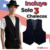 Pack 3 Chaleco Bolero Nortino Juvenil Fiestas Patrias Negro