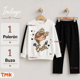 Conjunto 2 Piezas Polerón y Pantalón Buzo 100% Algodón Tedmimak Niña  beautiful charming