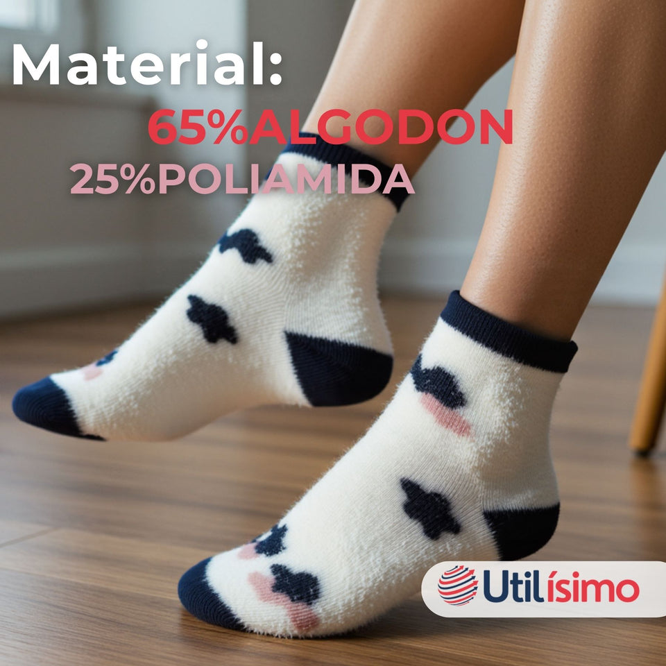 Pack 3 Pares Calcetines Terciopelo de Visón Mujer Diseños Surtidos Algodón