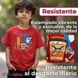 Polera Brainrots 100% Algodón Manga Corta Niño Tralalero Rojo