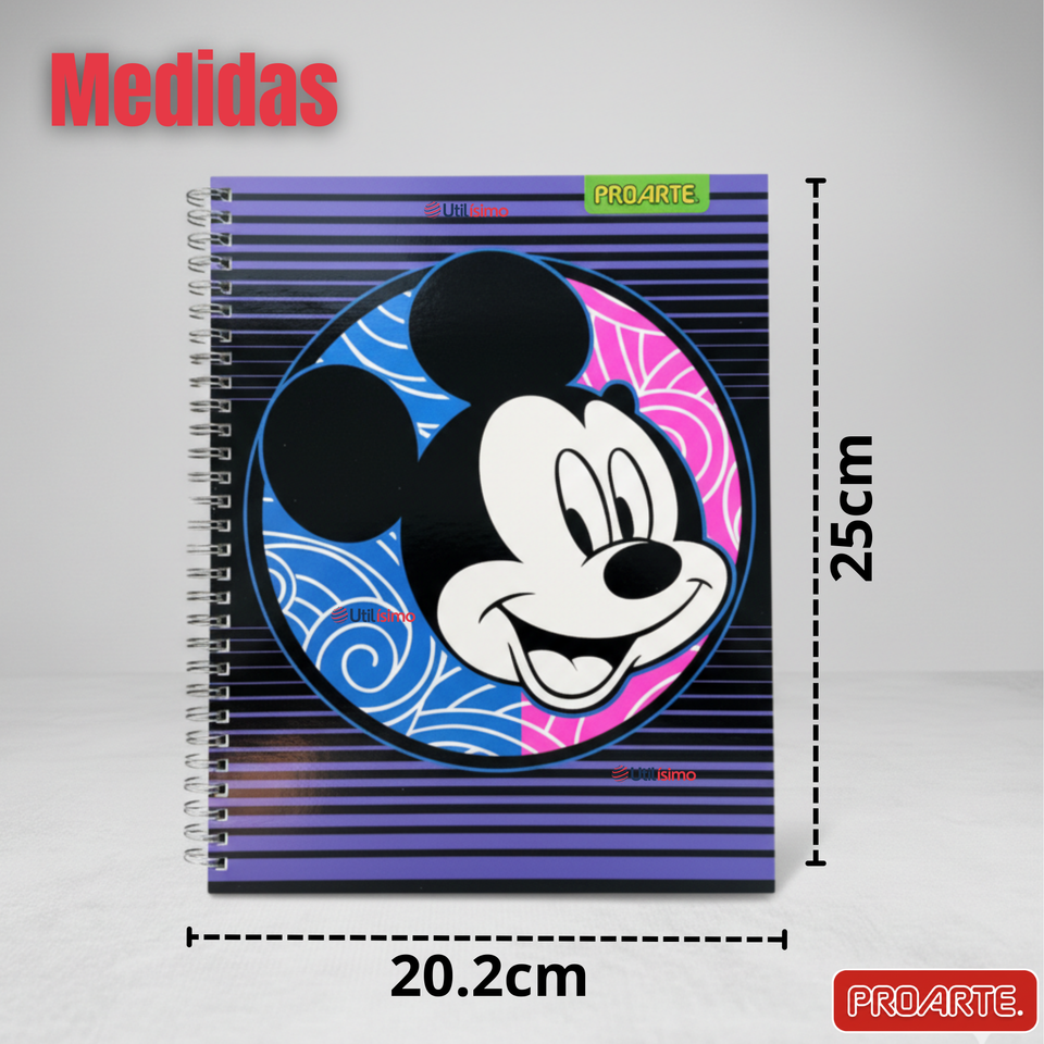 Pack 5 Cuadernos Universitarios Mickey Mouse Proarte 7mm 100 Hojas Diseños Surtidos
