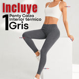 Calza Lola Polar Térmica Sin Costura Tiro Alto Elasticada Gris