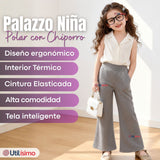Calza Palazzo Niña Polar Con Chiporro Elasticada Térmica Gris Melange