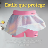Traje De Baño Manga Corta y Pantalón Corto Con Falda 2 Piezas Niña de 6 a 13 Años Pink Beach