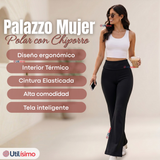 Calza Polar Con Chiporro Palazzo Mujer Elasticada Térmica Negra