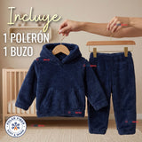Buzo Polerón Conjunto Polar Niño Unicolor Azul