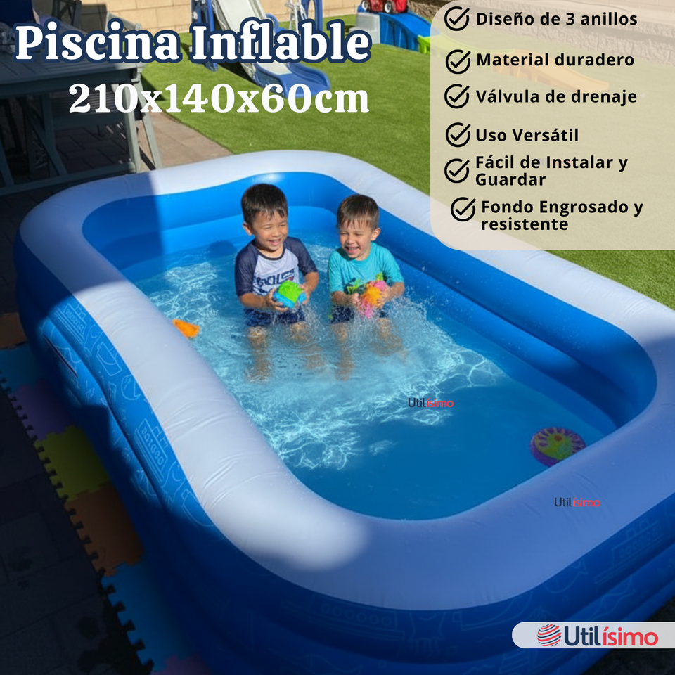 Piscina Inflable Rectangular 210x140x60 CM Color Azul