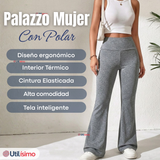 Calza Polar Con Chiporro Palazzo Mujer Elasticada Térmica Gris Melange