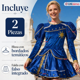 Traje Caporal Típico 2 Piezas Azul Mujer Fiestas Patrias