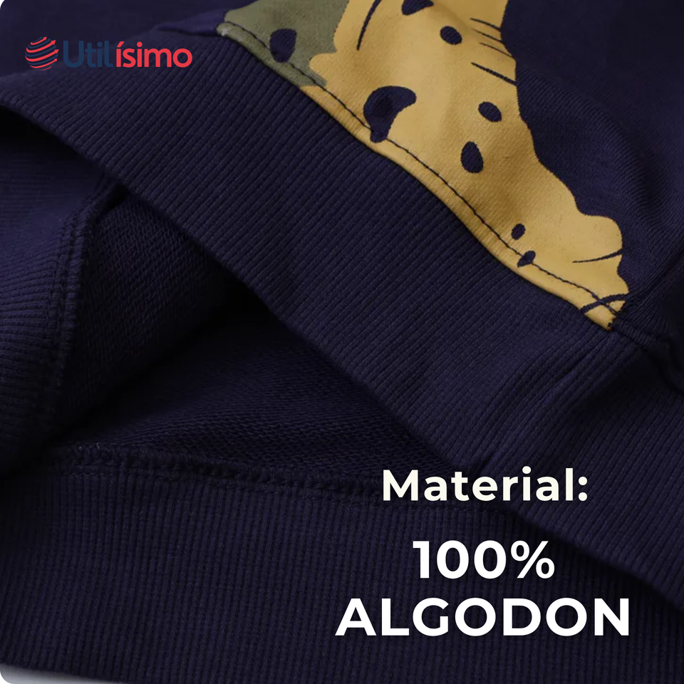 Polerón Algodón Cuello Redondo Niño Azul Dinosaurio