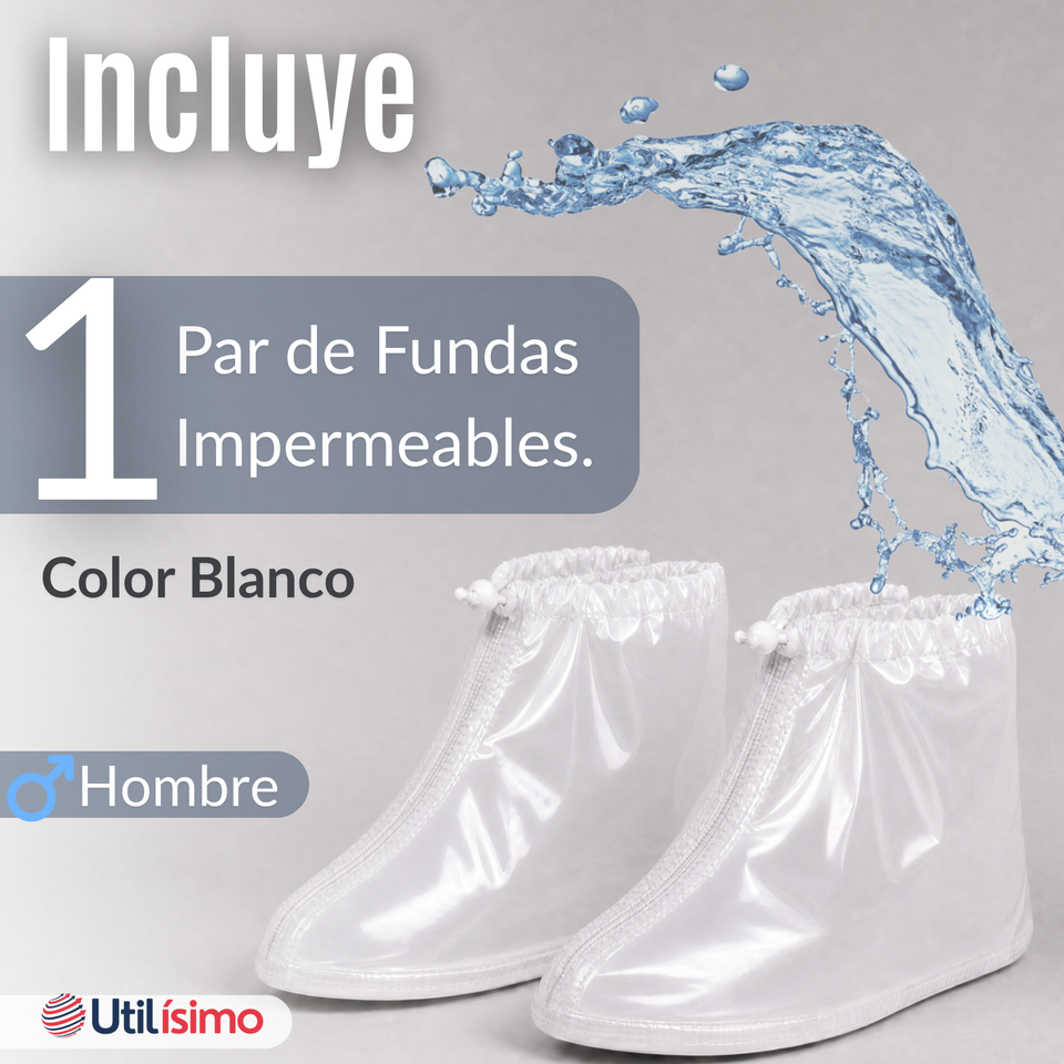 Fundas Cubre Calzado Impermeables Aislante Lluvia Blanco Hombre 1 Par