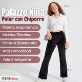 Calza Palazzo Polar Con Chiporro Niña Juvenil Elasticada Térmica Negra