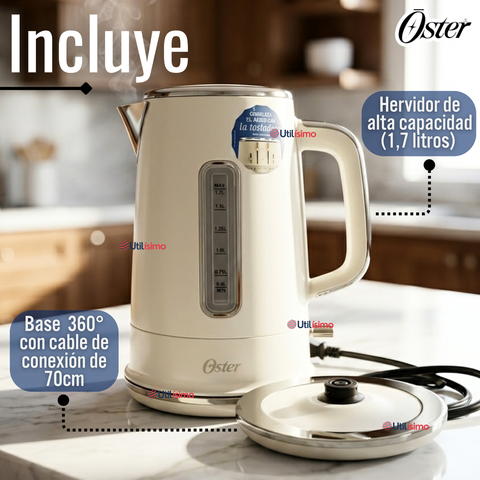 Hervidor Eléctrico Oster® de 1.7 Litros Para Té Café E Infusiones BVSTKT8107OM-052