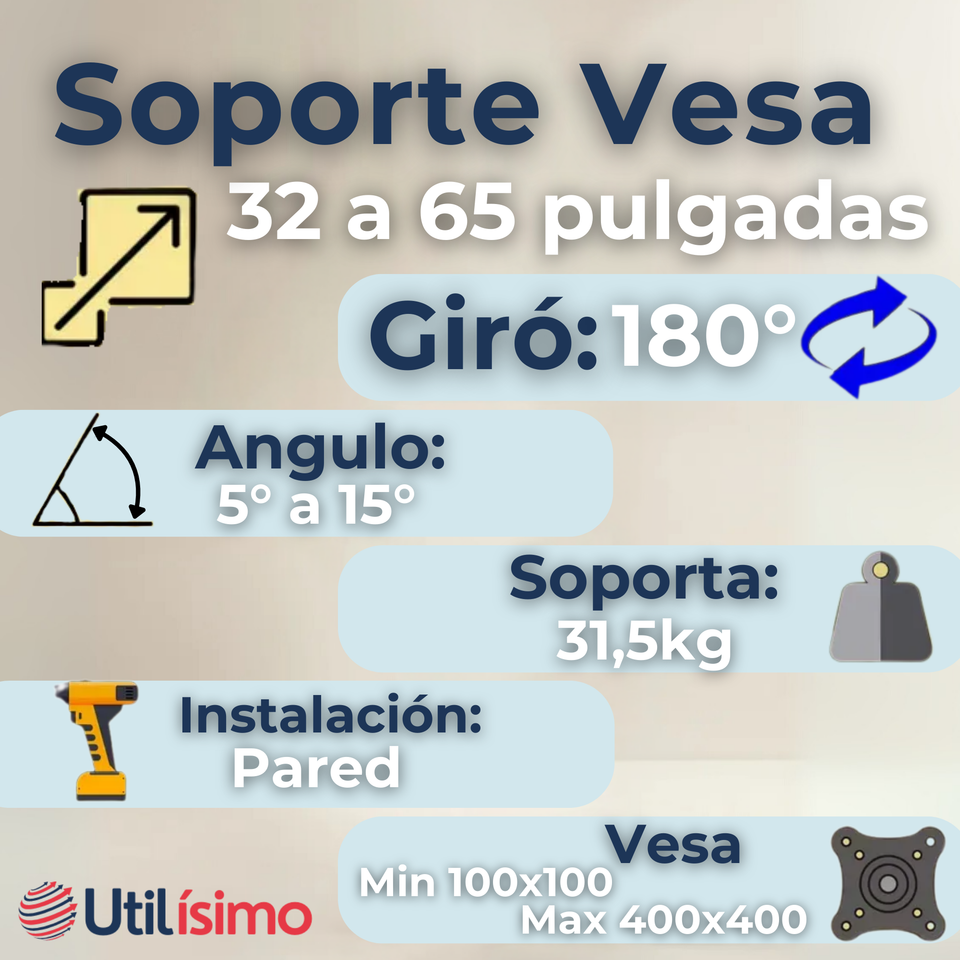 Soporte TV Pared Con Brazo 32 a 65 Pulgadas 32 39 40 42 43 49 50 55 60 65