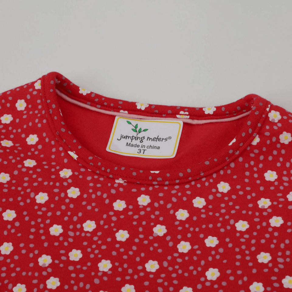 Vestido de Algodón Navidad Manga Larga Niña 2 a 7 años Renos Rojos