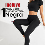 Calza Lola Polar Térmica Sin Costura Tiro Alto Elasticada Negra