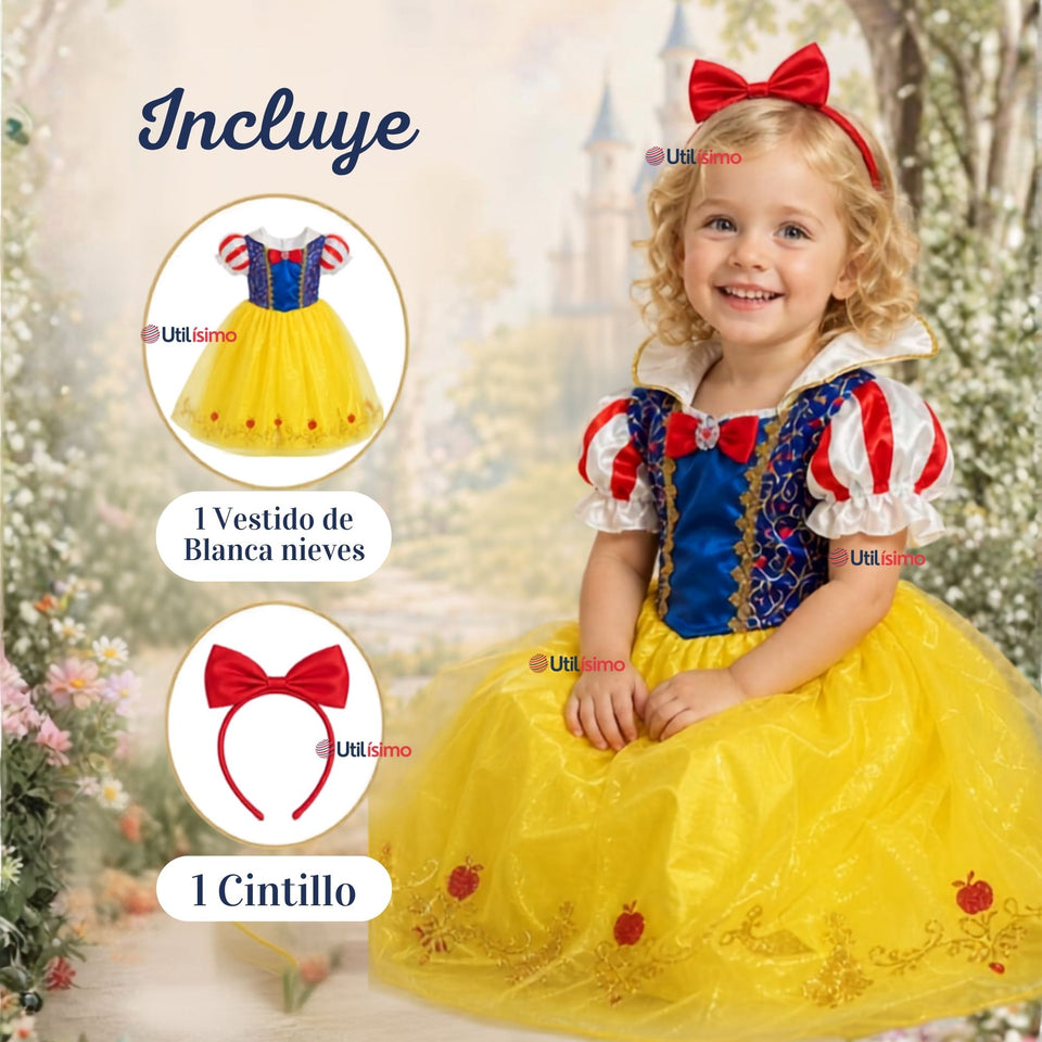 Disfraz Princesa Blancanieves Con Cintillo Niña