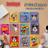 Pack 5 Cuadernos Universitarios Mickey Mouse Proarte 7mm 100 Hojas Diseños Surtidos