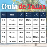 Traje De Baño 2 piezas Manga Larga y Pantalón Corto Niño de 3 a 11 años Blue Shark