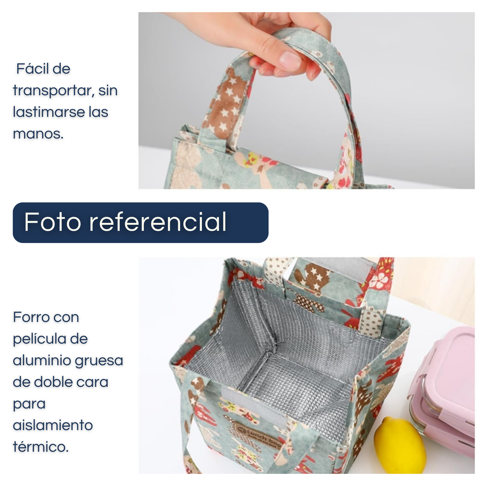 Lonchera Térmica Estampada Bolsa de Mano para Picnic Portátil