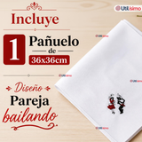 Pañuelo Baile Cueca 36cm Bordado Pareja Bailando Algodón Fiestas Patrias