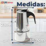 Cafetera Italiana Expresso 500ml 6 Tazas Acero Inoxidable Plateado