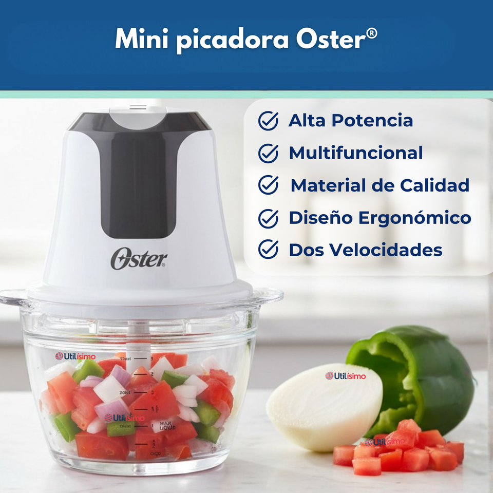 Mini picadora Oster® 3 tazas con tazón de vidrio FPSTFP3340
