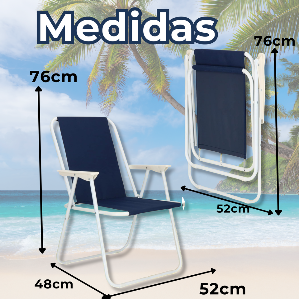 Pack 2 Sillas Plegables Portátil Playa Camping Picnic Colores Surtidos
