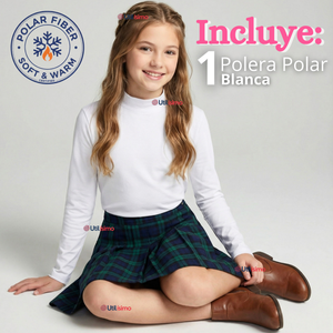 Polera Camiseta Polar Blanca Primera Capa Cuello Beatle Manga Larga Niña