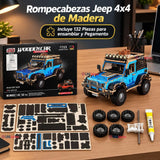 Puzzle 3D Jeep 4x4 Azul de Madera 132 Piezas Juguete Armable