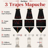 Pack 3 Trajes Típicos Vestido Mapuche Completo 5 Piezas Niña Fiestas Patrias