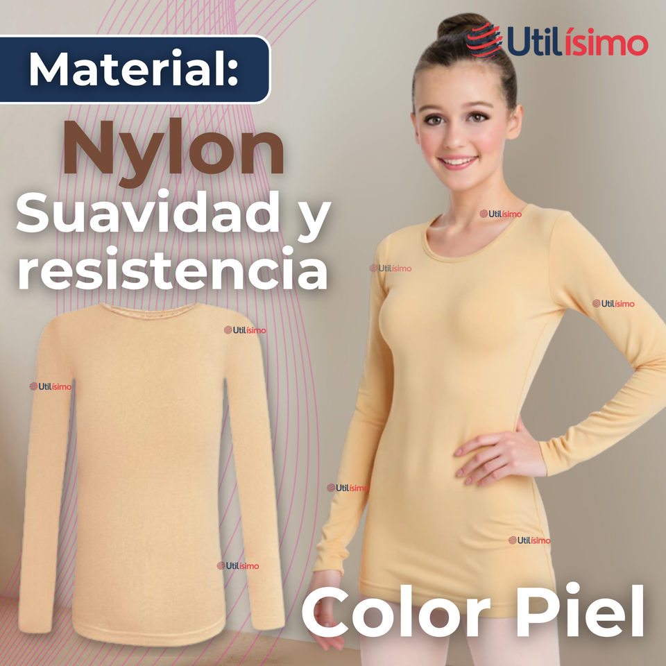 Pack 3 Camisetas De Panty Elástica Transpirable Manga Larga Nylon Segunda Piel