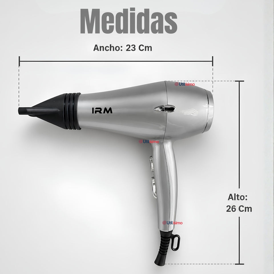 Secador de cabello Profesional 5000w Potencia y Estilo Plateado con Difusor