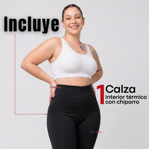 Calza Polar Con Chiporro Térmica Mujer Elasticada Negra