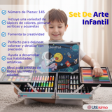 Set 145 Piezas Arte Infantil Dibujo Maletín Metálico Completo Incluye Lápices Marcadores Pinturas Pasteles Y Accesorios