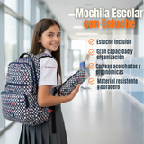 Mochila Escolar Con Estuche 46cm Poliéster Impermeable Niña Juvenil