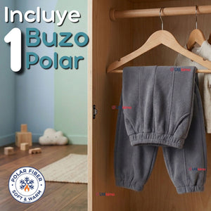 Buzo Solo Pantalón Gris Bebé Niño Forrado Polar